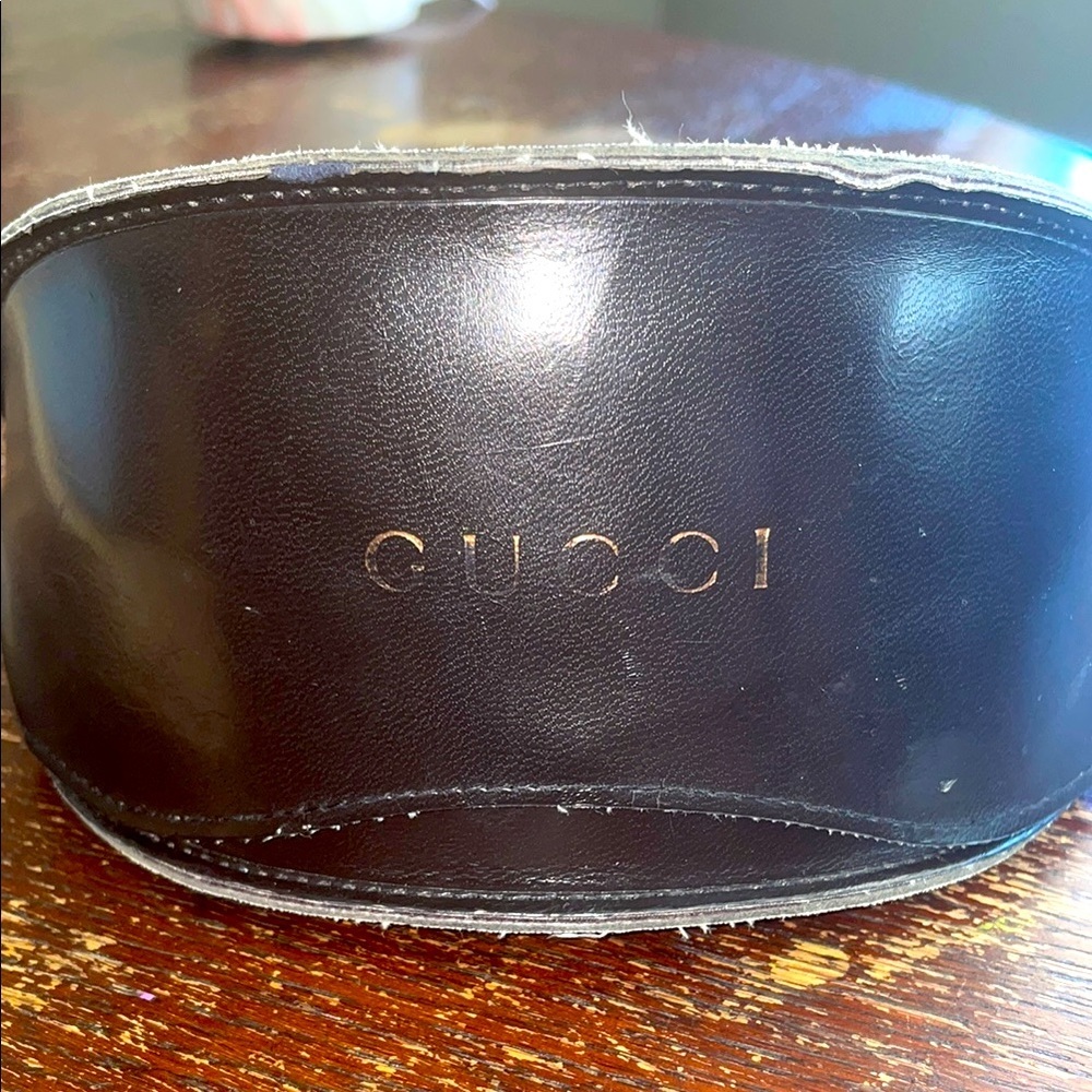 Gucci Black Leather Accessory with Gold Detail